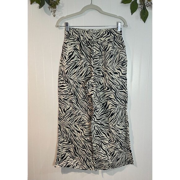 Nicole Miller New York Zebra Print 100% Linen Wide-Leg Pants Size S - Picture 2 of 13